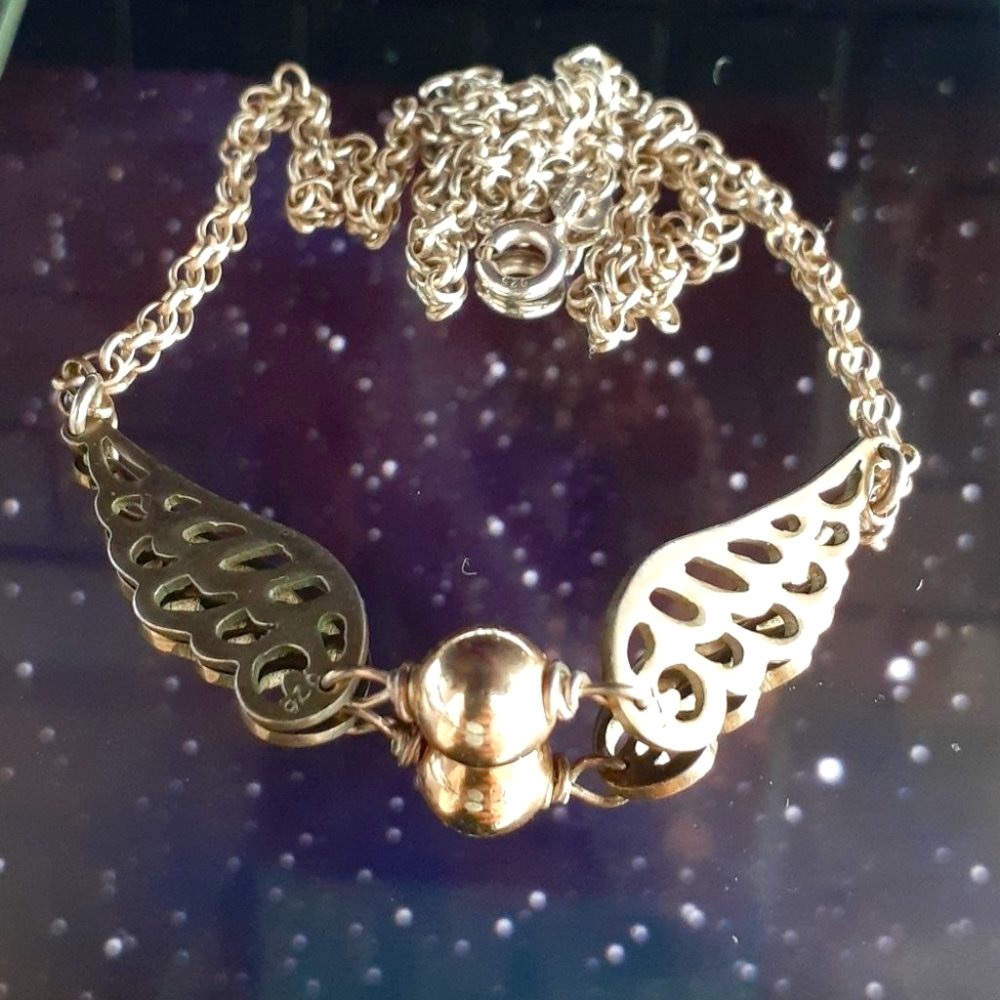 Gold Filled 925 Sterling Silver Harry Potter Golden Snitch Necklace 17"